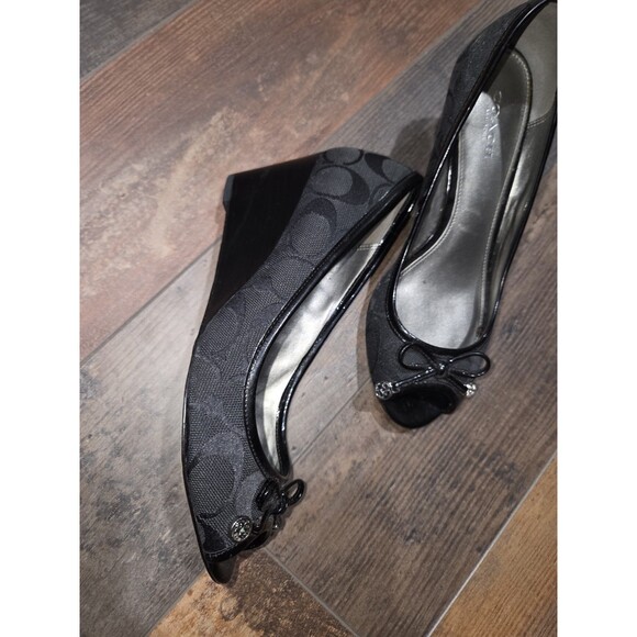 Gorgeous COACH Paola II Black Wooden Wedge BEAUTIFUL TIMELESS & CLASSIC 6.5 - Picture 1 of 13